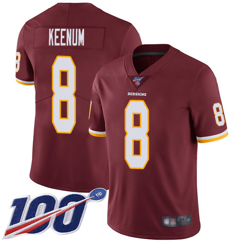 Washington Redskins Limited Burgundy Red Men Case Keenum Home Jersey NFL Football #8 100th